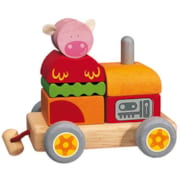 Tracteur des animaux en bois