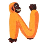 Lettre animaux N en bois