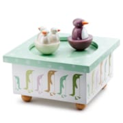 Boîte à musique famille pingouins bois