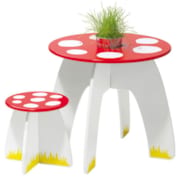 Table et tabouret champignon en bois
