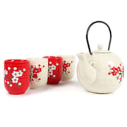 Coffret théière quatre tasses cerisier