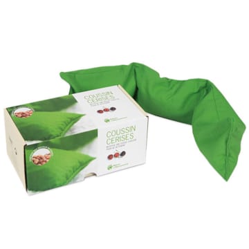 Coussin noyaux de cerises vert