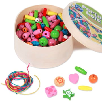 Boîte de perles en bois
