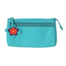 Trousse de maquillage en cuir turquoise
