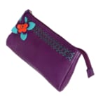 Trousse de maquillage en cuir prune