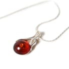 Pendentif bille d'ambre et argent