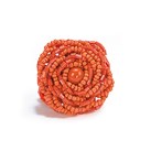 Bague fleur en perles de rocaille orange