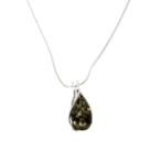 Pendentif Ambre verte & argent
