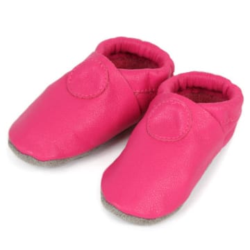 Chausson cuir fuschia