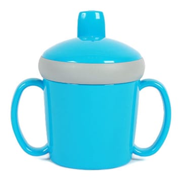 Tasse d'apprentissage bleue à anses