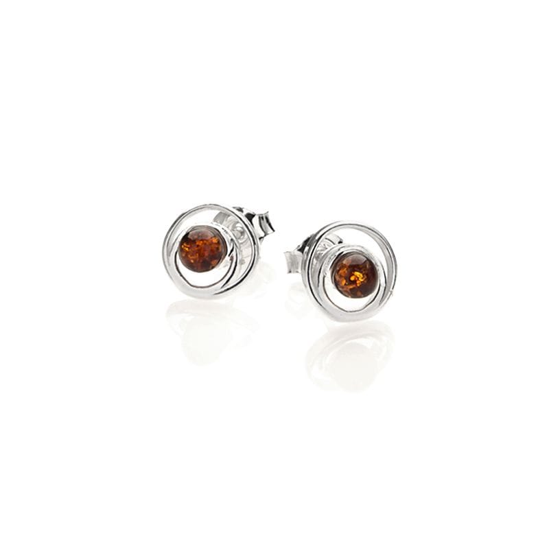 Boucle d oreille argent ambre cognac Nature Découvertes