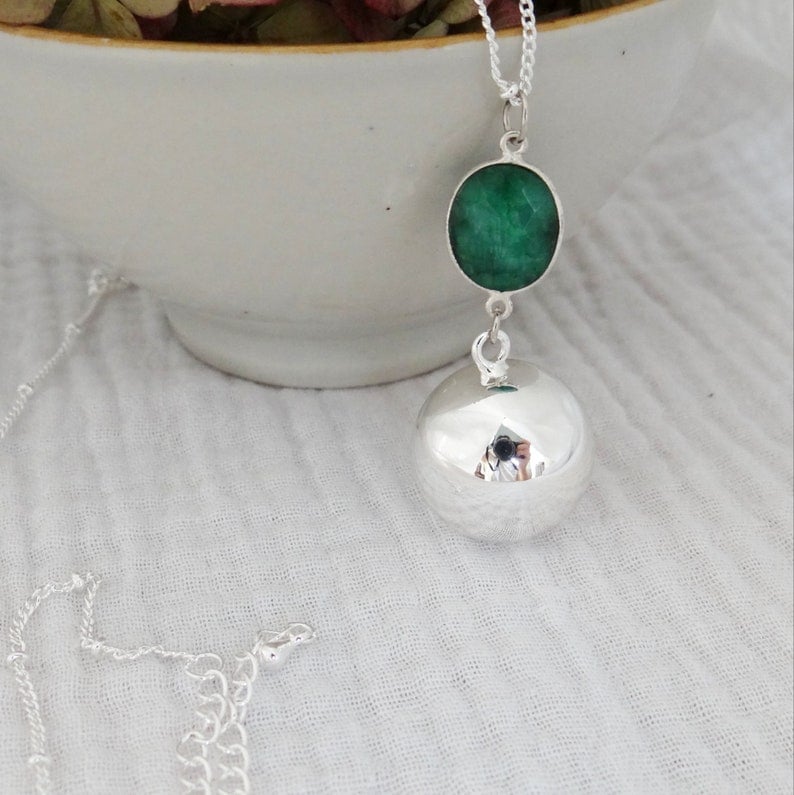 Bola Argent Pendentif Emeraude Nature D Couvertes