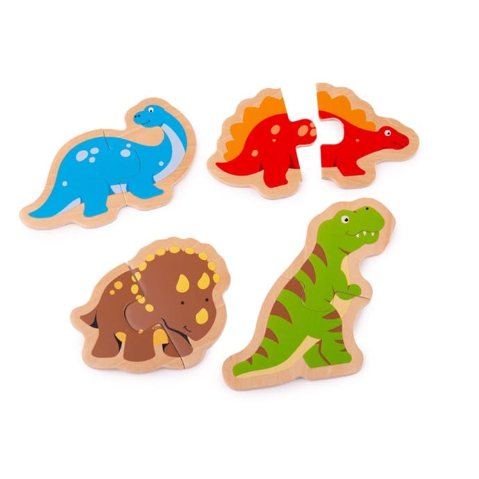 4 x puzzles en deux pièces dinosaures Nature Découvertes