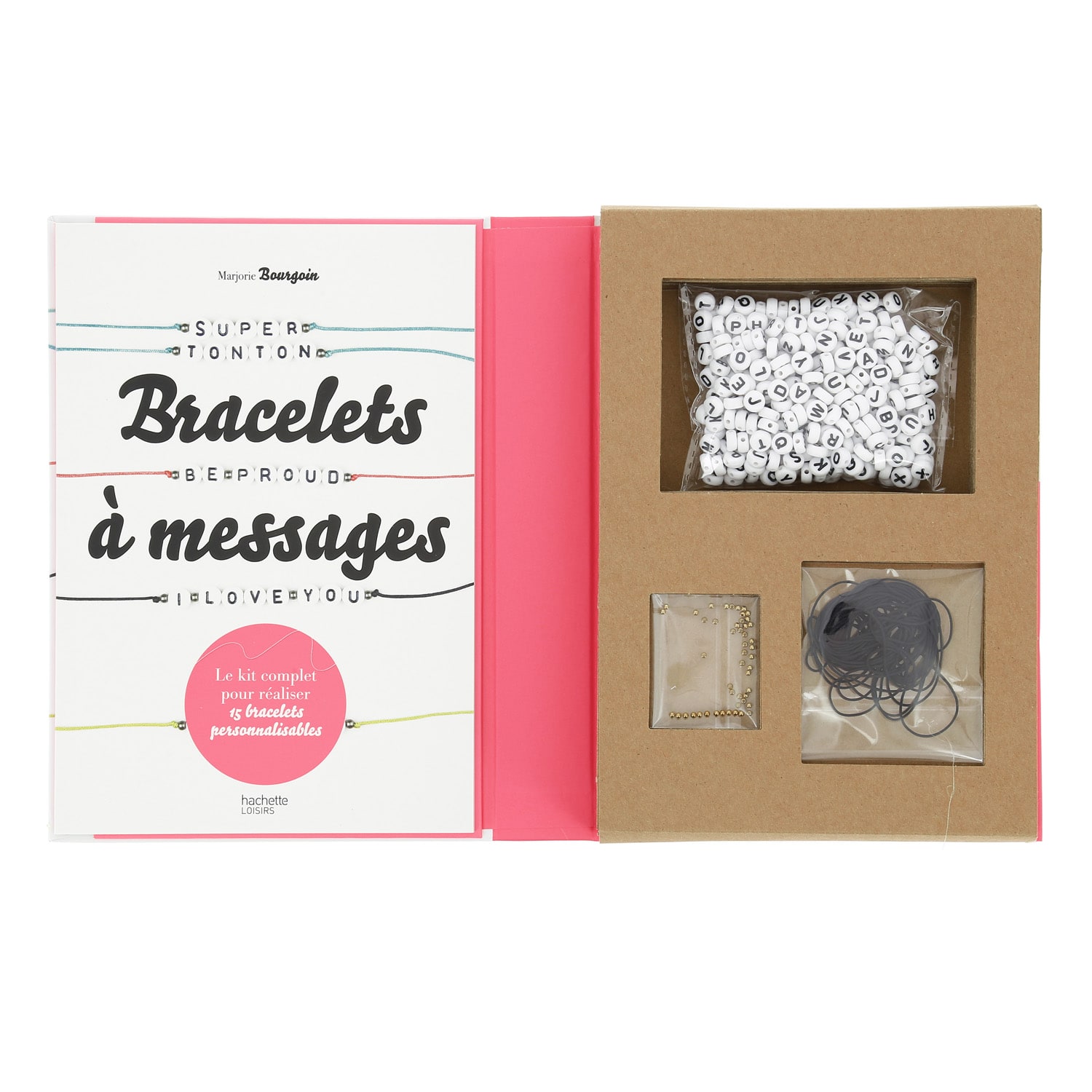 Coffret bracelets à message 1200 perles lettres et cordons