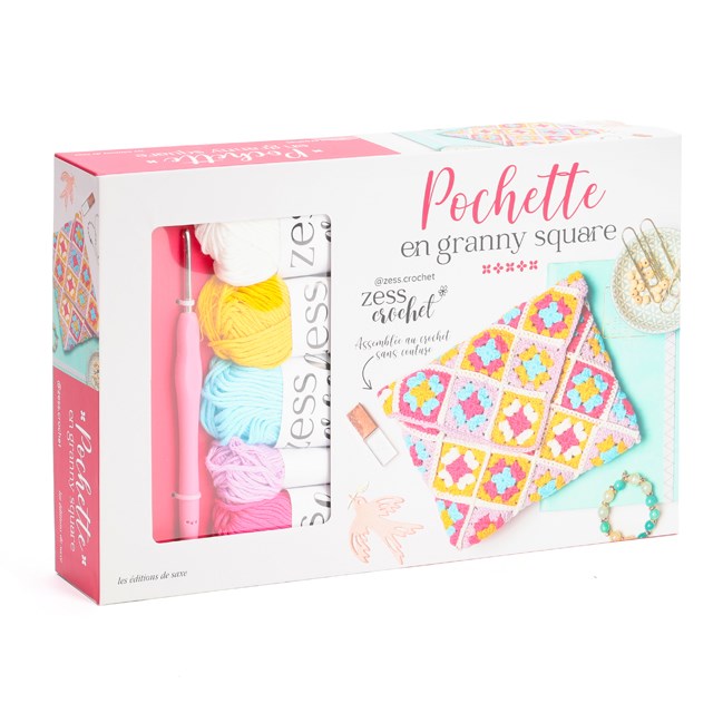 Coffret pochette en granny square