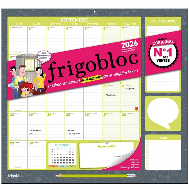 Frigobloc calendrier mensuel 2026