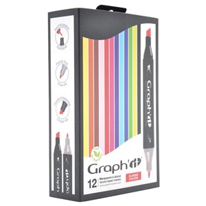 Set 12 marqueurs à alcool Classic Colors Graph'it
