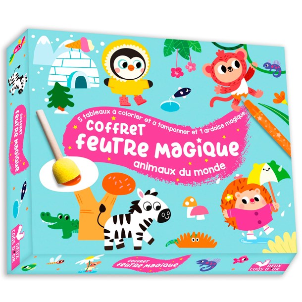 Éditions Deux Coqs D'Or - Coffret feutre magique animaux du monde