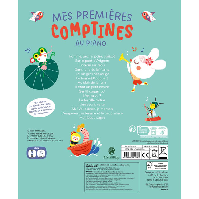 Mes premières comptines au piano exclusif (Auzou Editions) - Image 1