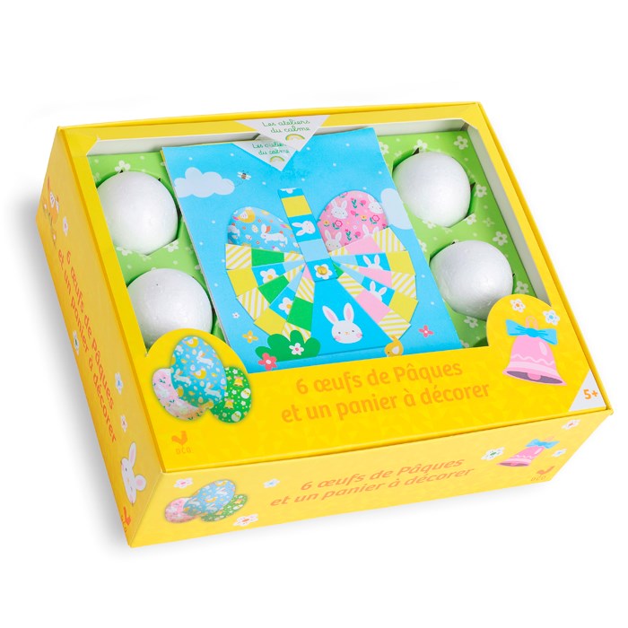 Coffret 6 œufs de Pâques et un panier à décorer