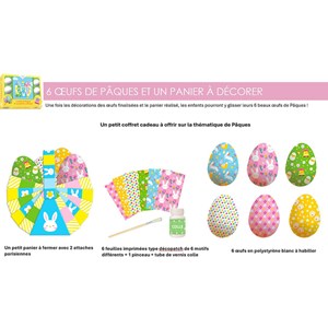 Coffret 6 œufs de Pâques et un panier à décorer