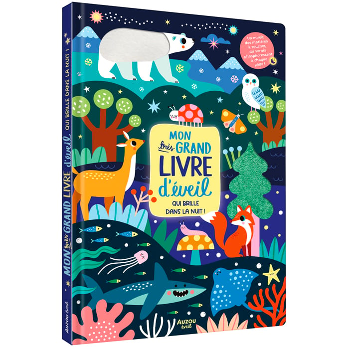 Mon très grand livre d'éveil qui brille dans la nuit ! (Auzou Editions) - Couverture