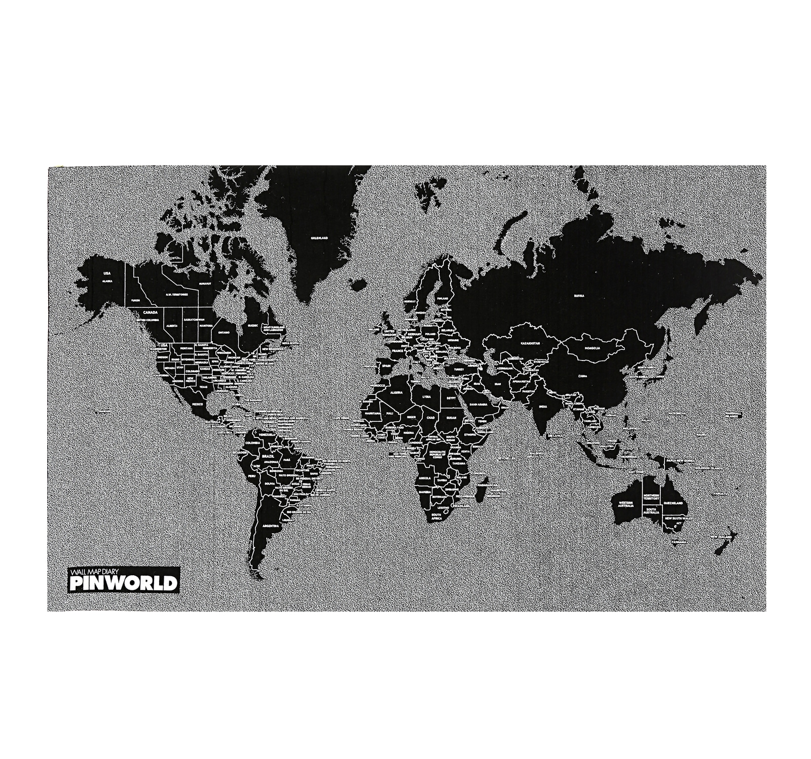 Poster Carte du monde et punaise 