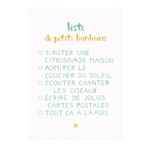 Carte liste des petits bonheurs 