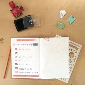 Cahier Bullet Journal bleu aquarelle