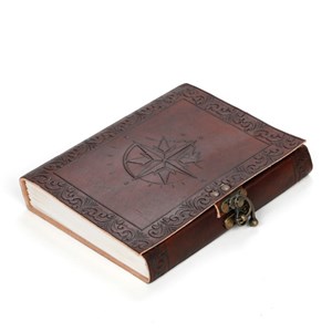 Carnet cuir avec loquet Rose des Vents