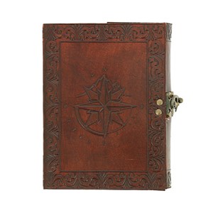 Carnet cuir avec loquet Rose des Vents