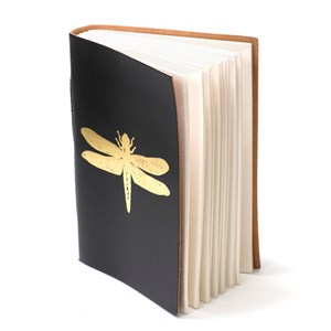 Cahier cuir recyclé motif insecte Libellule