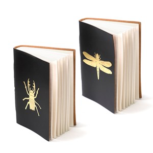 Cahier cuir recyclé motif insecte Libellule