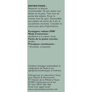 Huile essentielle bio eucalyptus radiata