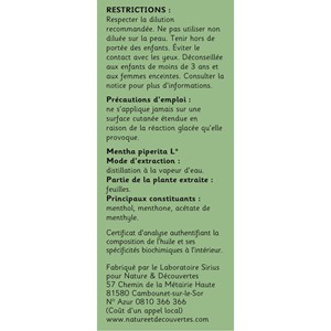 Huile essentielle menthe poivrée bio*