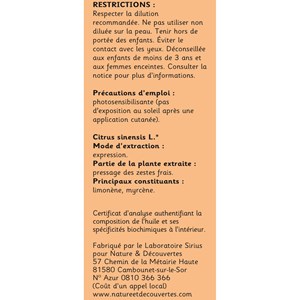 Huile essentielle bio* orange douce