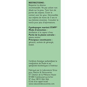 Huile essentielle bio* de palmarosa 15ml