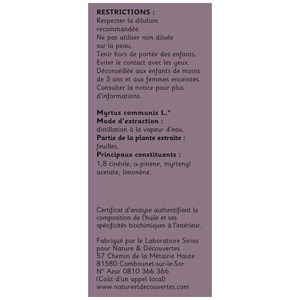Huile essentielle bio* de myrte 15ml