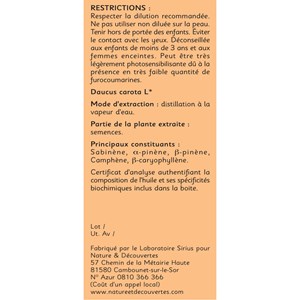 Huile essentielle bio* carotte 5ml