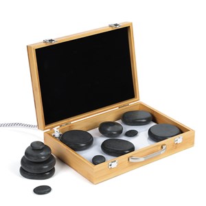 Mallette bois massage pierres chaudes