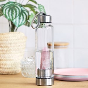 Bouteille en verre Tadasana quartz rose