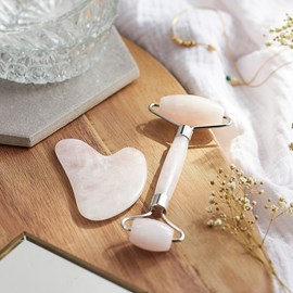 Coffret roll on et Gua Sha Quartz rose
