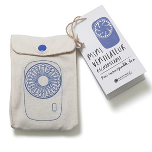 Mini ventilateur autonome rechargeable Bleu