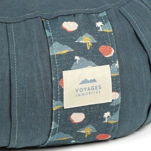 Zafu de méditation coton et lin bleu