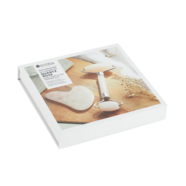 Coffret Nature & Découverte Duo Massage Roll On Et Gua Sha Quartz Rose - Neuf, Pierre Naturelle