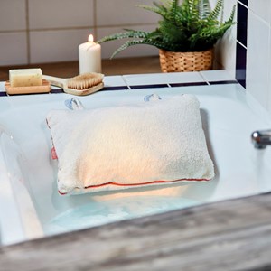 Oreiller de bain moelleux déhoussable avec ventouses confort tête et nuque