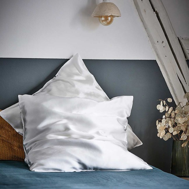 Taie d'oreiller en soie 19 mommes 65x65 Ivoire