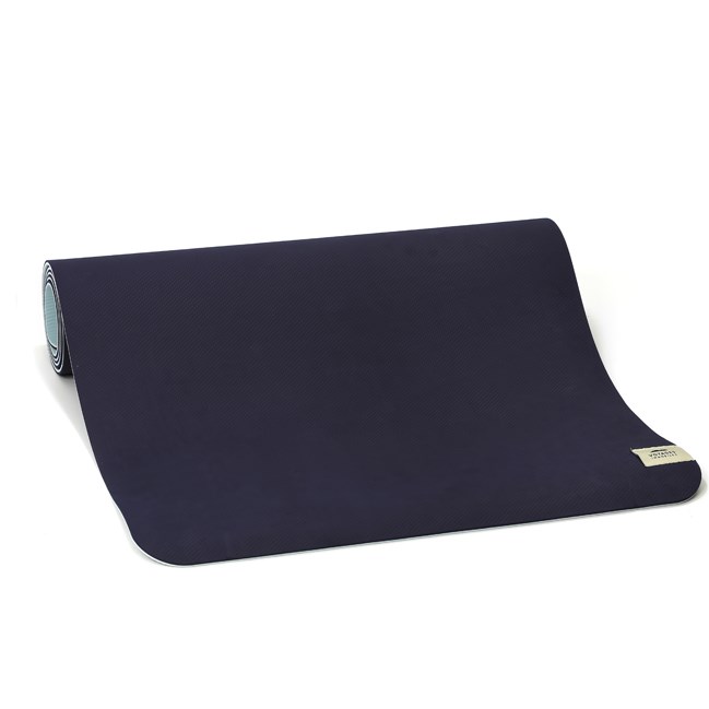 Tapis de yoga bicolore bleu