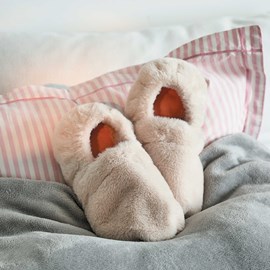 Chaussons chauffants fausse fourrure