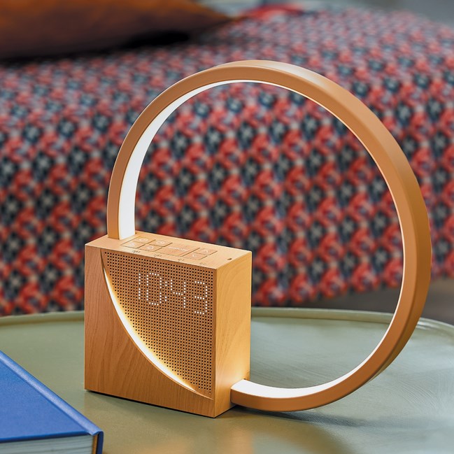 Réveil lampe tactile bruits blancs effet bois